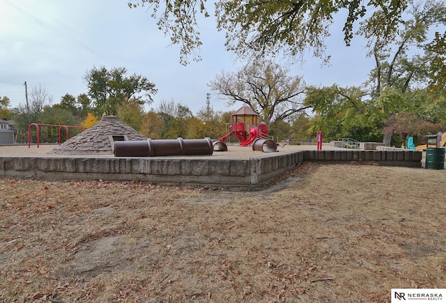 view of yard with a playground