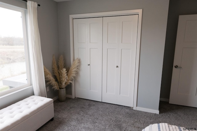 carpeted bedroom featuring a closet