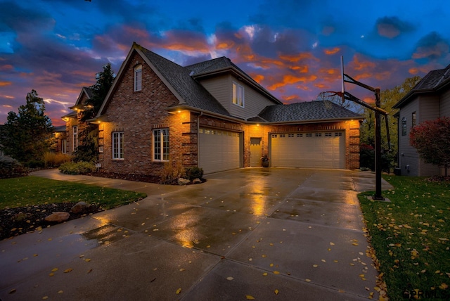 view of front of house with a garage