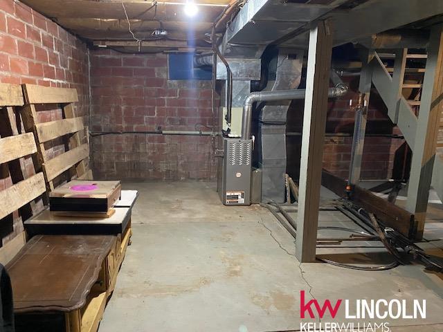 basement with heating unit