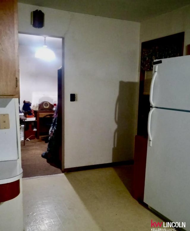 kitchen with white fridge