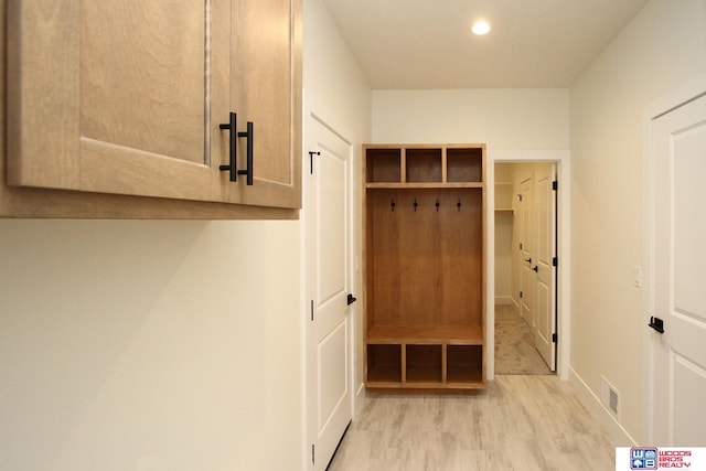 mudroom featuring light hardwood / wood-style floors