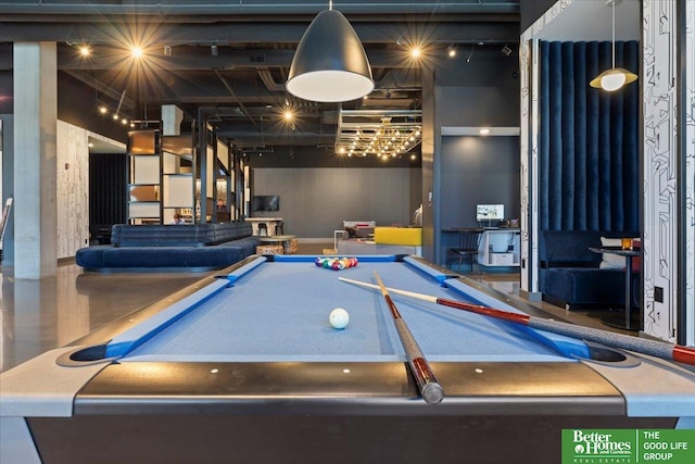 rec room with billiards