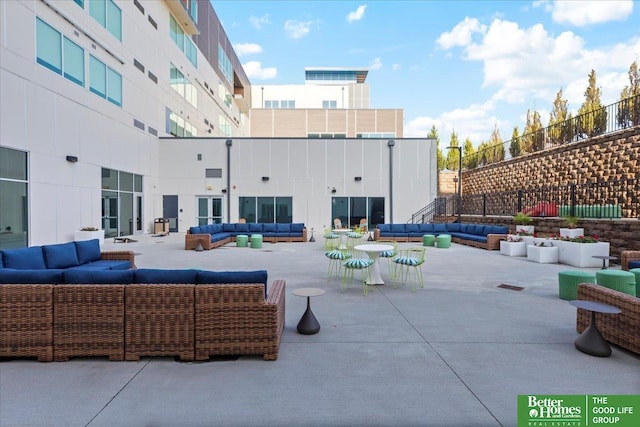 view of patio featuring an outdoor living space