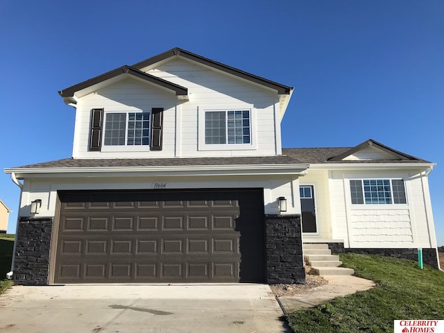 view of front of house with a garage