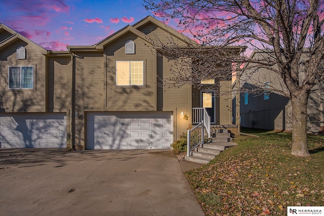 view of front of property featuring a garage