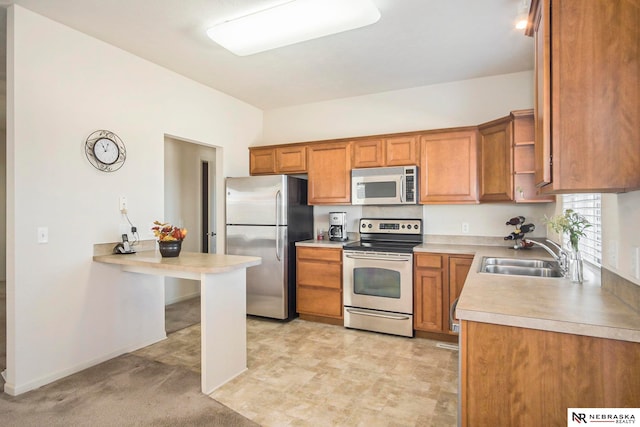 kitchen with sink and appliances with stainless steel finishes