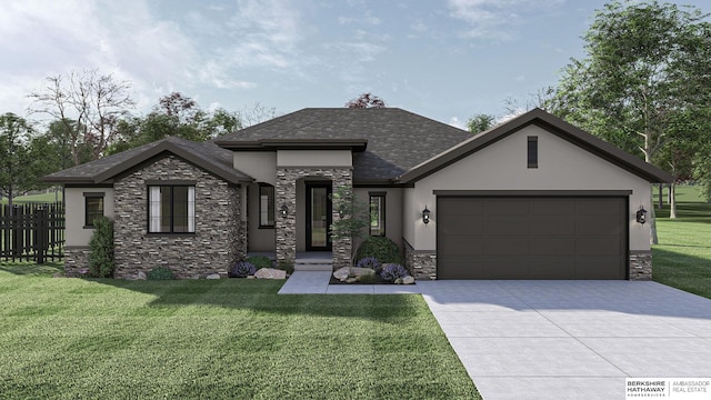 view of front facade featuring a garage and a front yard