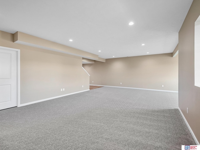 basement featuring carpet floors