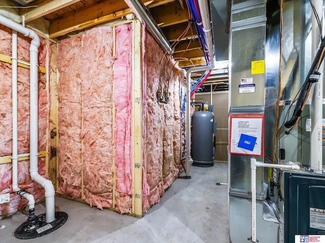 utility room with heating unit