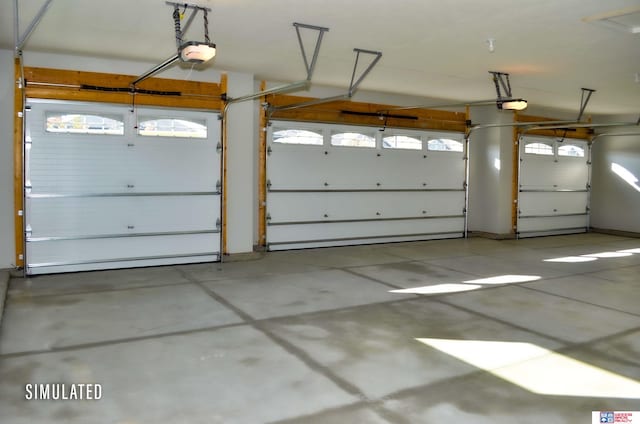 garage with a garage door opener