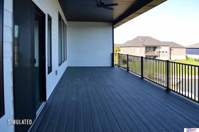 wooden terrace with ceiling fan