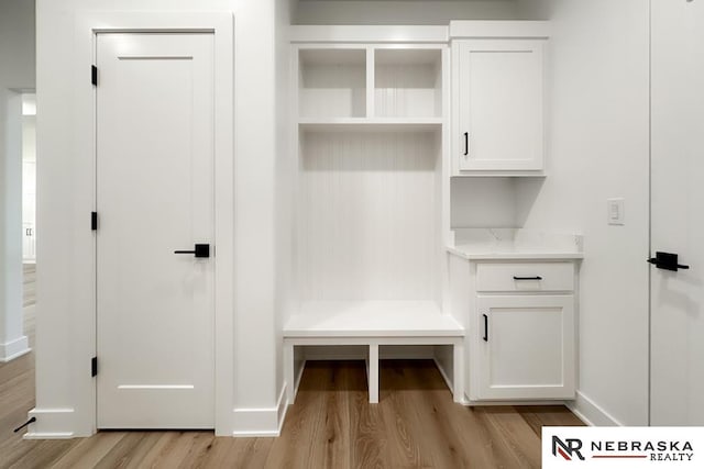 mudroom featuring light wood-type flooring