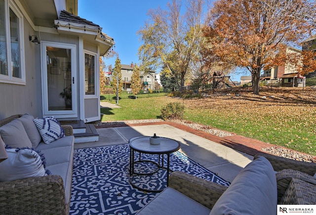 view of patio / terrace featuring an outdoor hangout area