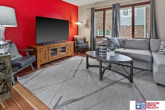 living room featuring hardwood / wood-style flooring