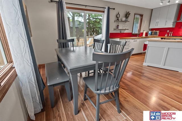 dining room with light hardwood / wood-style floors