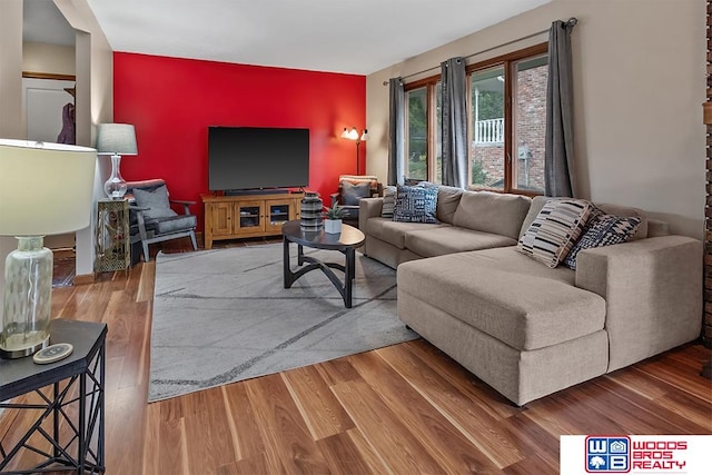 living room featuring hardwood / wood-style flooring