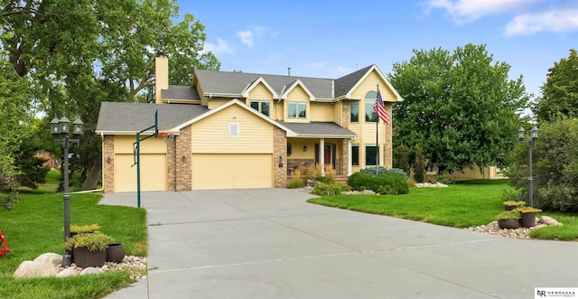 craftsman-style home with a front lawn