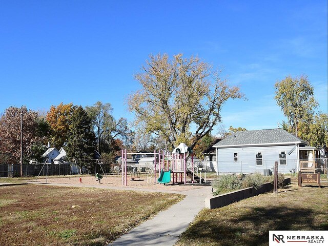 view of yard featuring a playground