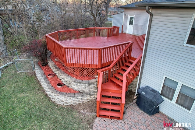 deck with a grill