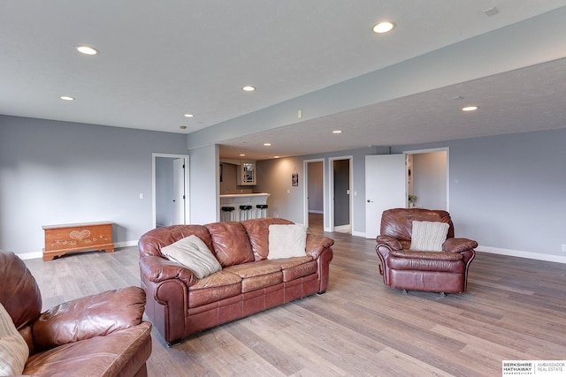 living room featuring light hardwood / wood-style floors