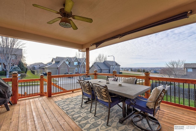 wooden terrace with ceiling fan