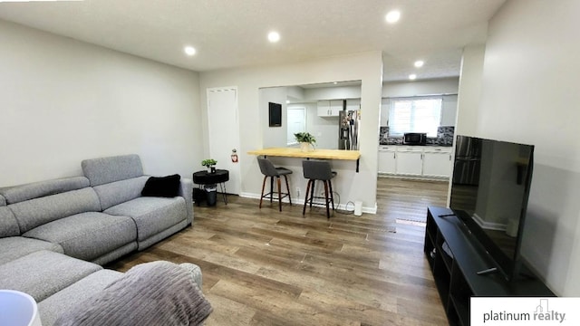 living room with hardwood / wood-style flooring