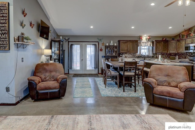 dining area with french doors