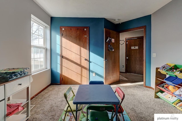 game room with carpet flooring