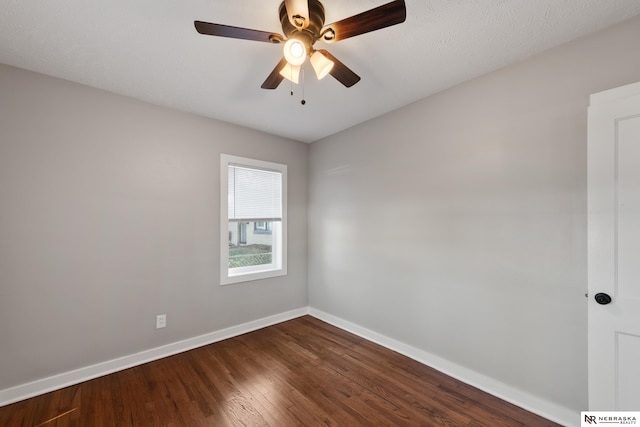 unfurnished room featuring hardwood / wood-style floors, a textured ceiling, and ceiling fan