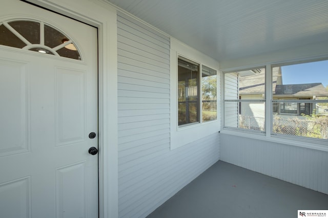 view of unfurnished sunroom