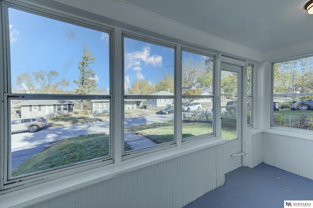 view of unfurnished sunroom