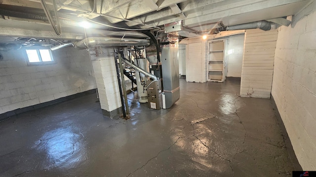 basement with heating unit