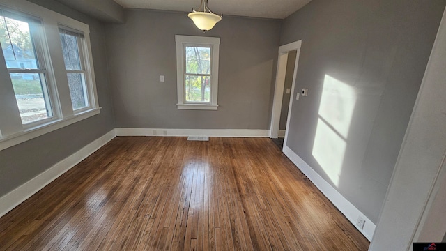 unfurnished dining area featuring dark hardwood / wood-style floors