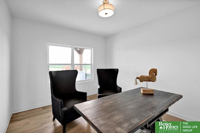 office area featuring light hardwood / wood-style flooring