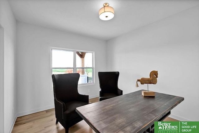 home office featuring light hardwood / wood-style floors