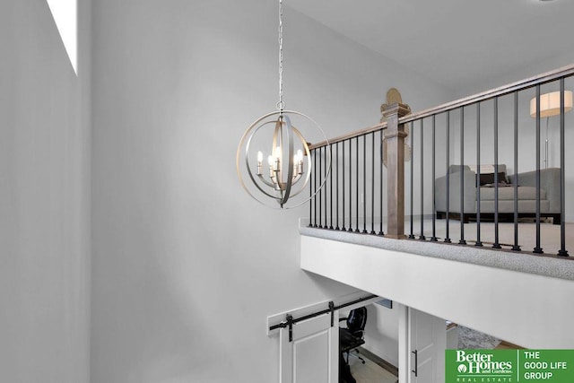 11018 N 161st St, Bennington, NE 68007 - stairs featuring a chandelier