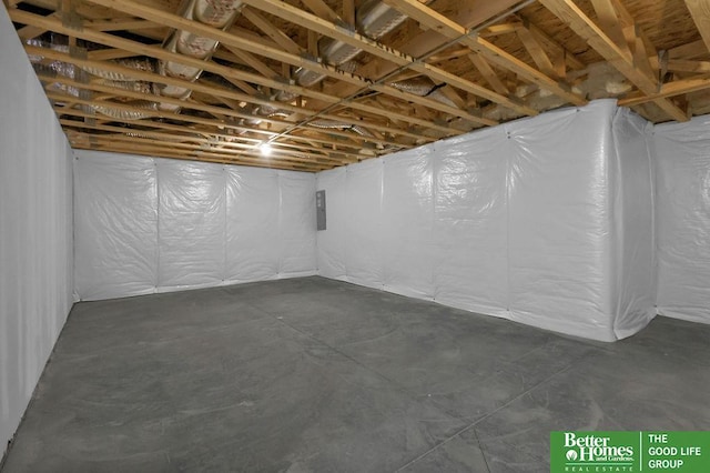 basement with electric panel