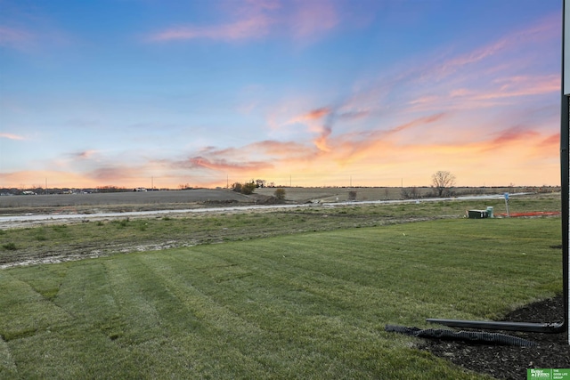 yard at dusk with a rural view