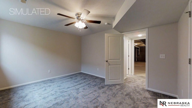 interior space with ceiling fan