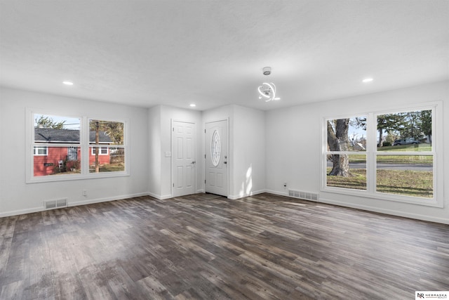 interior space featuring dark hardwood / wood-style flooring and a wealth of natural light