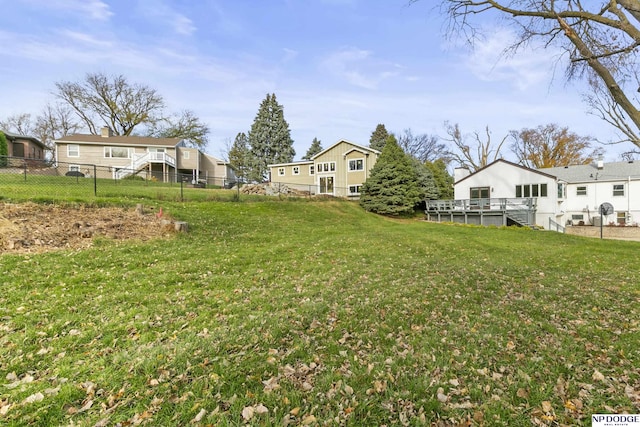 view of yard with a wooden deck