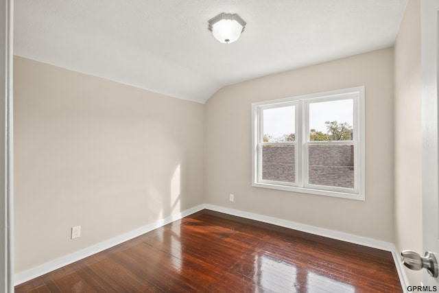 additional living space featuring hardwood / wood-style floors and lofted ceiling