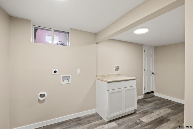 washroom featuring hookup for an electric dryer, wood-type flooring, and hookup for a washing machine