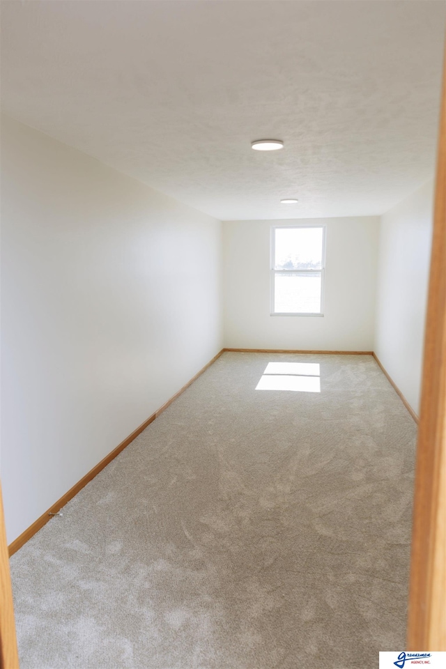 unfurnished room featuring light colored carpet