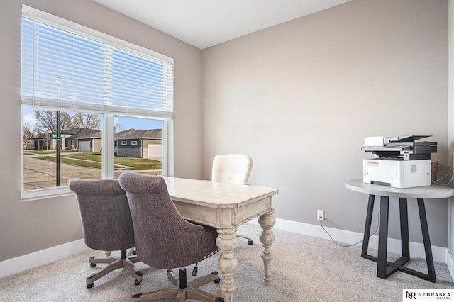 view of carpeted office space