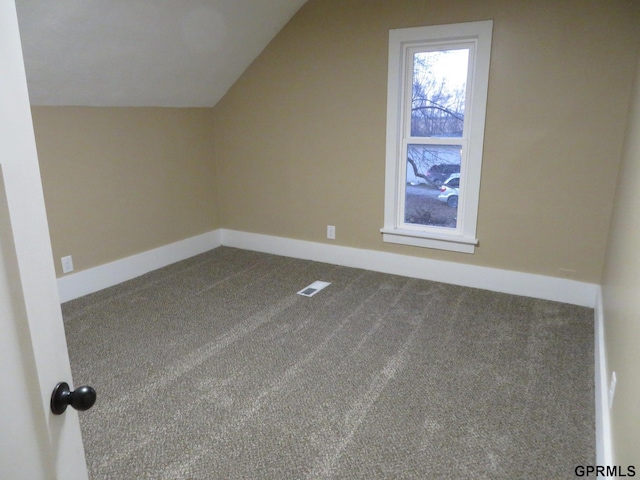 additional living space featuring carpet floors and lofted ceiling