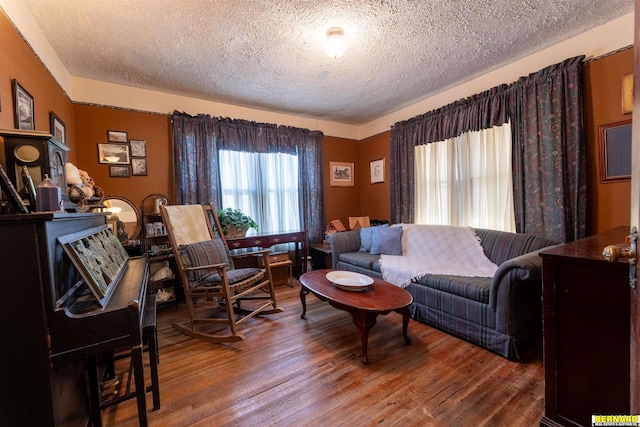 706 1st Ave, Nebraska City, NE 68410 - living area with hardwood / wood-style flooring and a textured ceiling