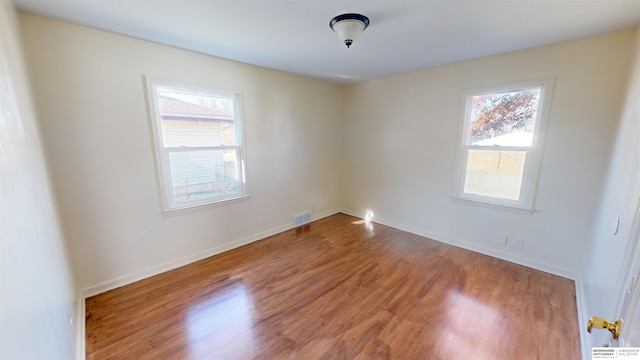 spare room featuring hardwood / wood-style flooring and a wealth of natural light