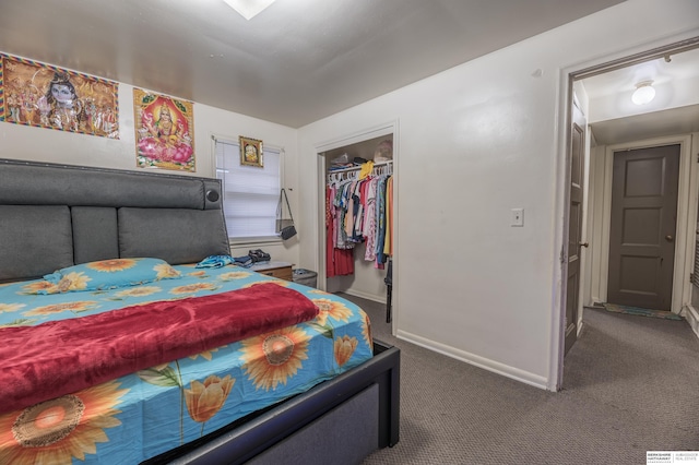 carpeted bedroom with a closet